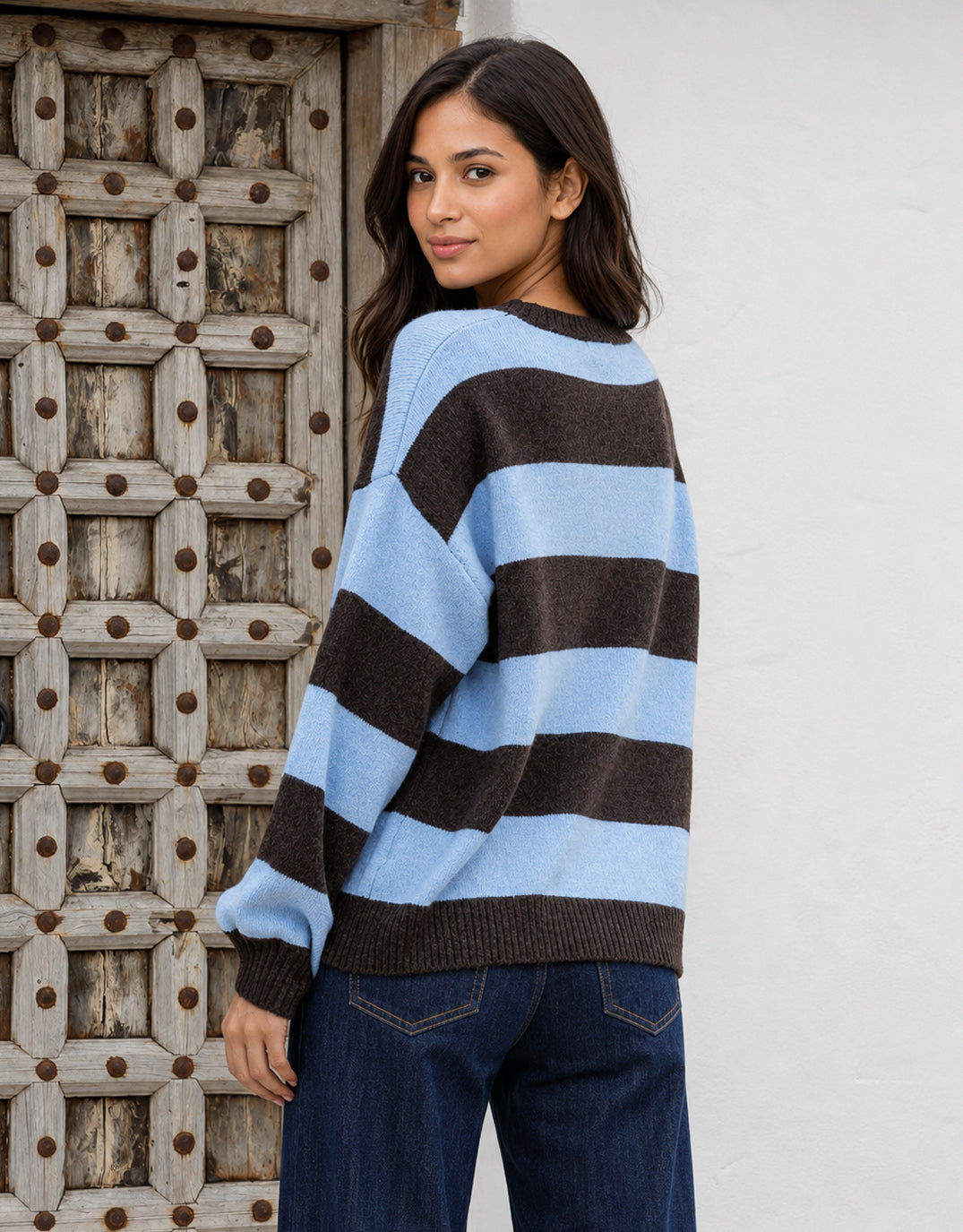132 Fashion Frankie Knit (Choco/Powder Blue Stripe)