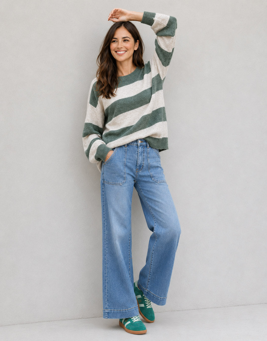 132 Fashion Frankie Knit (Green/Latte Stripe)