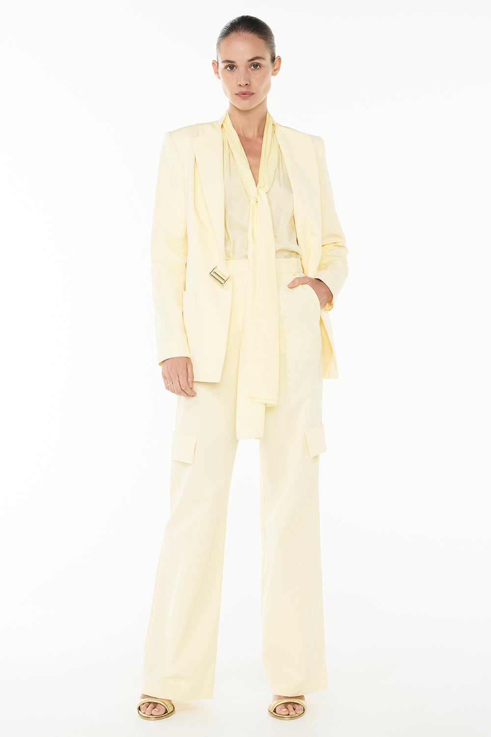 True Romance Tie Blouse (Pale Yellow)