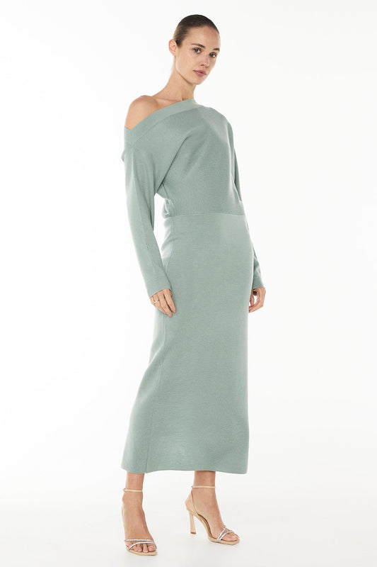 Image of Dresses. Productname: Future Feeling Knit Dress in Sage colour by brand - Manning Cartell