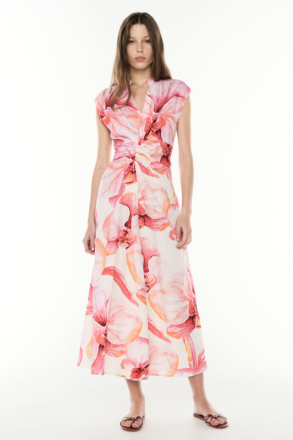 Image of Dresses. Productname: Still Life Midi Dress in PINK/MELON colour by brand - Manning Cartell