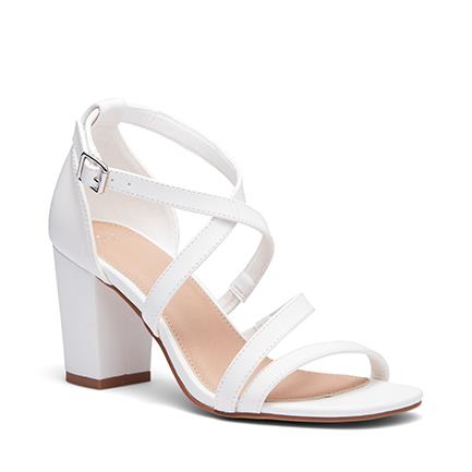 Image of Sandals. Product name - Ucci Women's Strappy Low Heel WHITE Novo Sandals in White colour by brand - NOVO