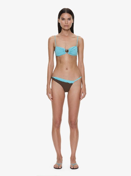 CHRISTOPHER ESBER Mineral Stone Ruched Bikini Top (Turquoise)