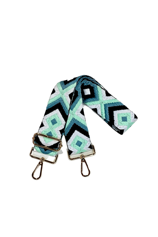Image of Bags. Productname: Aztec Navy/Green Bag Strap in Green colour by brand - Kabana