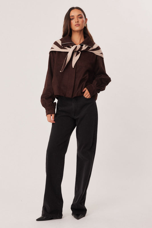 Image of Scarves & Shawls. Productname: SNDYS ZURI SCARF in Choc Stripe colour by brand - SNDYS