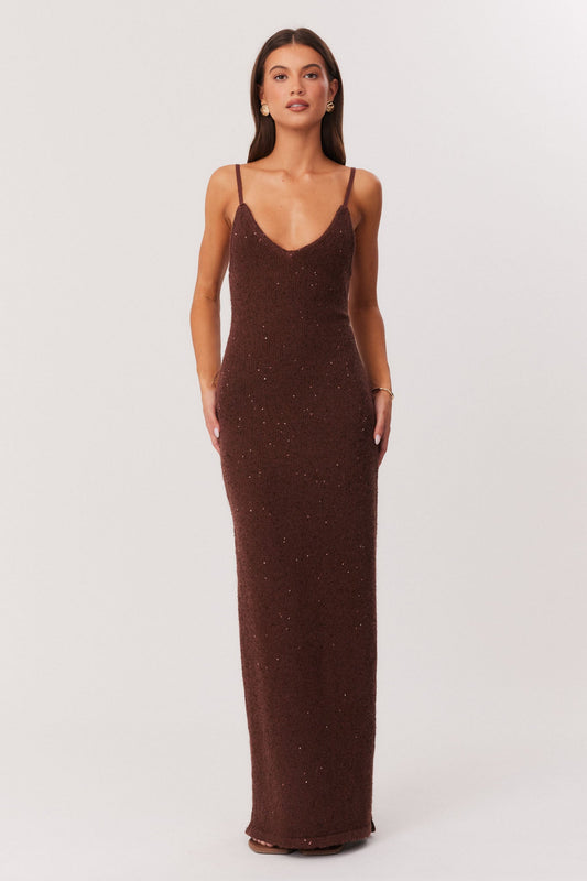 Image of Dresses. Productname: SNDYS AZRENE MAXI DRESS in Chocolate colour by brand - SNDYS
