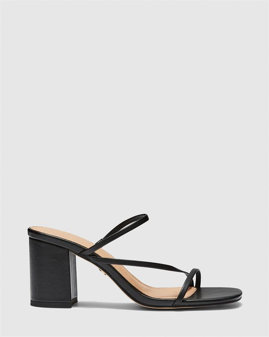 Image of Sandals. Product name - Nata Women's Strappy High Heel BLACK Novo Sandals in Black colour by brand - NOVO