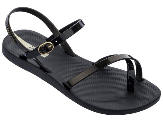 Image of Sandals. Product name - Greta Sandal Women's Ipanema BLACK/GLD/BLK GRENDENE in Black/Gld/Blk colour by brand - IPANEMA