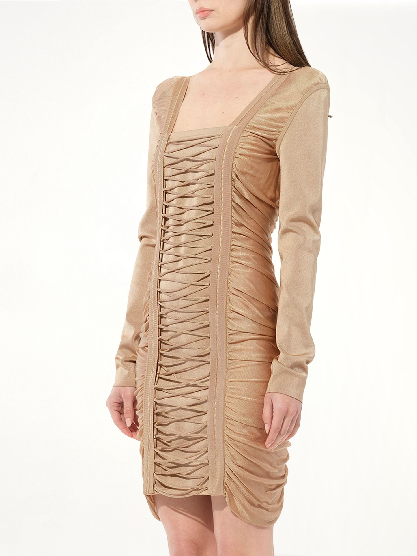 BALMAIN Maille Knit Const Dress (Brown)