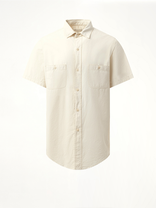 MAISON MARGIELA Denim Short Sleeve Shirt (White)