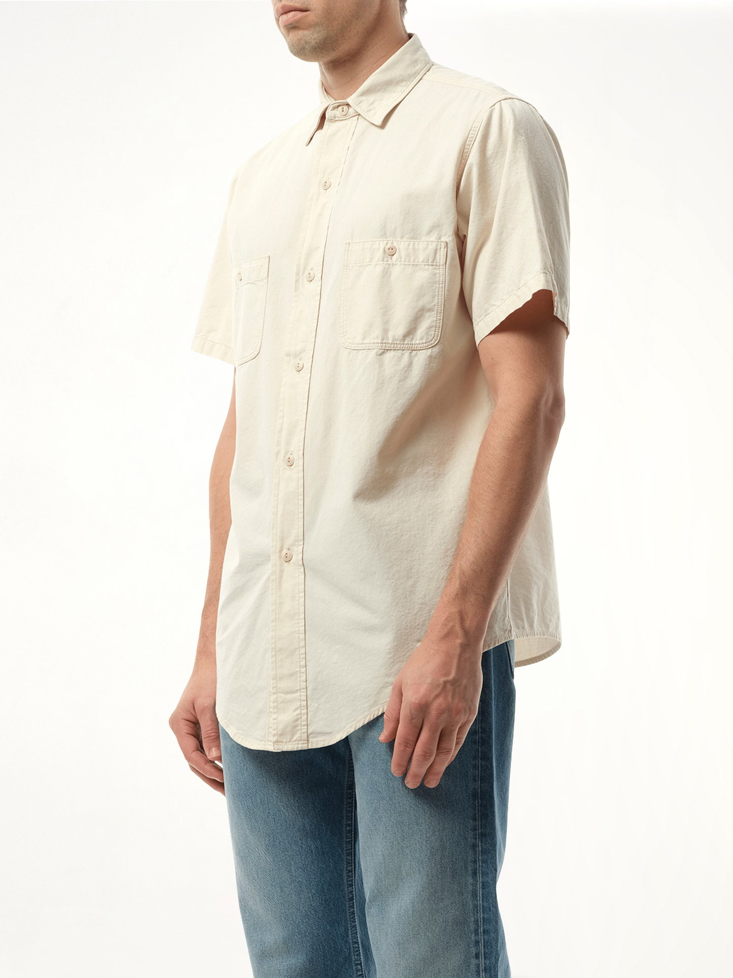 MAISON MARGIELA Denim Short Sleeve Shirt (White)