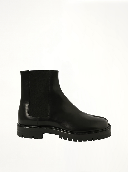 Image of Boots. Product name - Calfskin Tabi County Chelsea Boots in Black colour by brand - MAISON MARGIELA