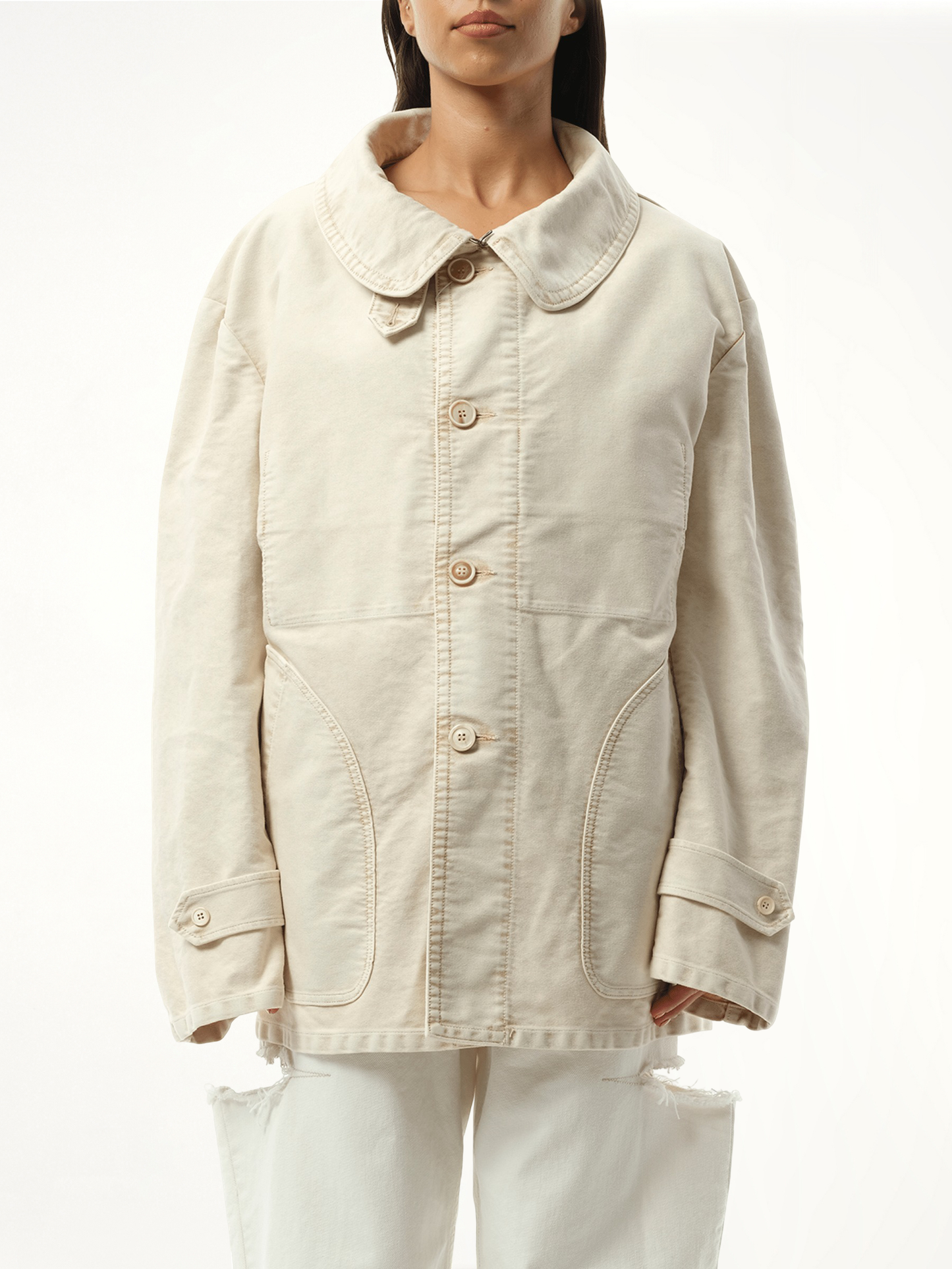 Image of Coats & Jackets. Productname: MAISON MARGIELA Workers Moleskin Jacket in BROWN colour by brand - MAISON MARGIELA