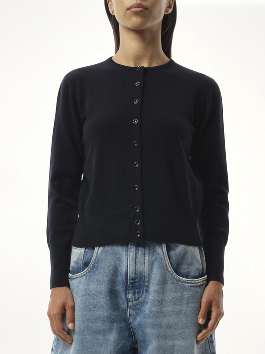 Image of Cardigans. Product name - Fitted Cardigan in Navy colour by brand - MAISON MARGIELA