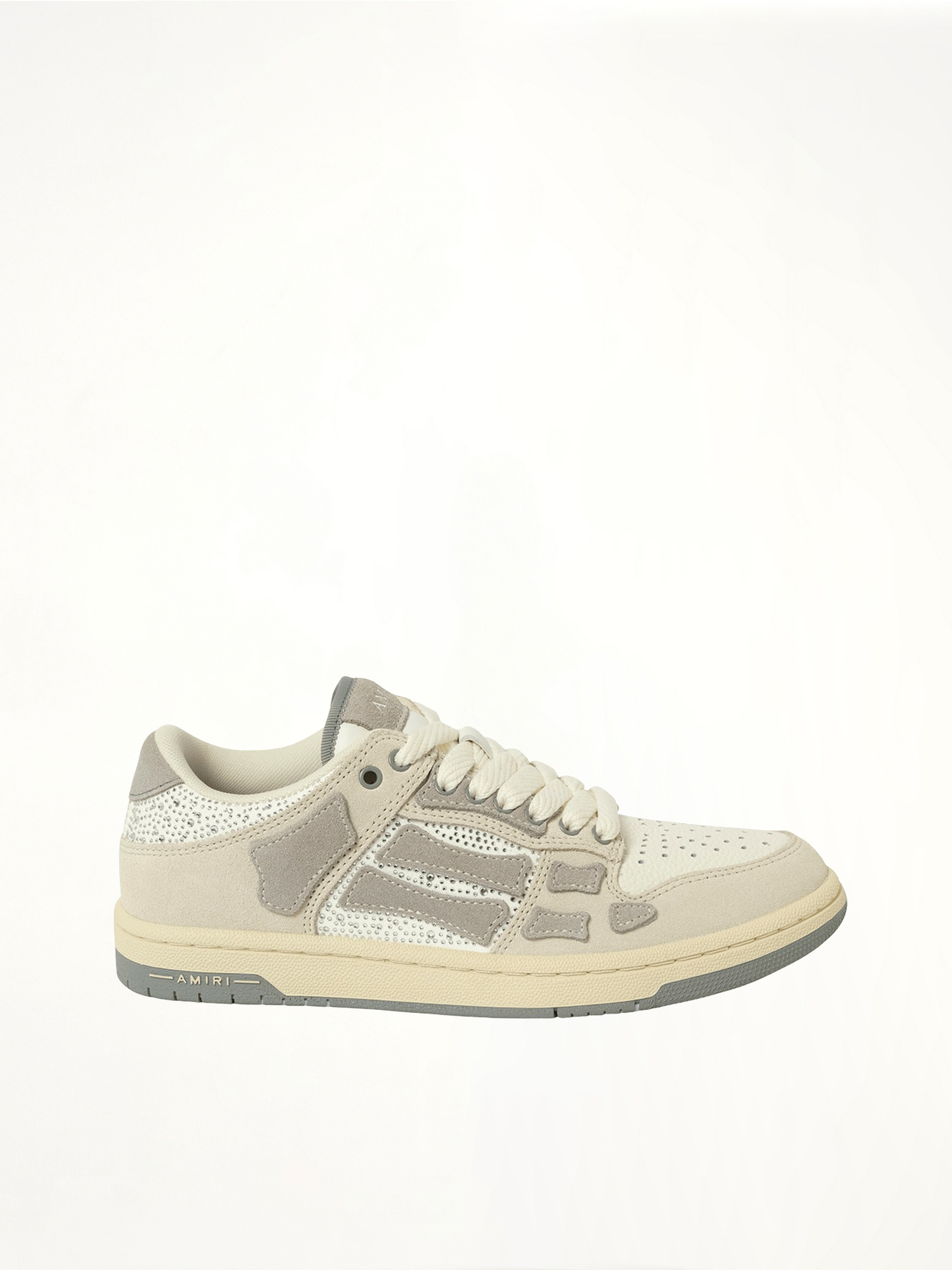 Image of Sneakers. Productname: AMIRI Crystal Suede Skeleton Top Low Sneaker in WHITE colour by brand - AMIRI