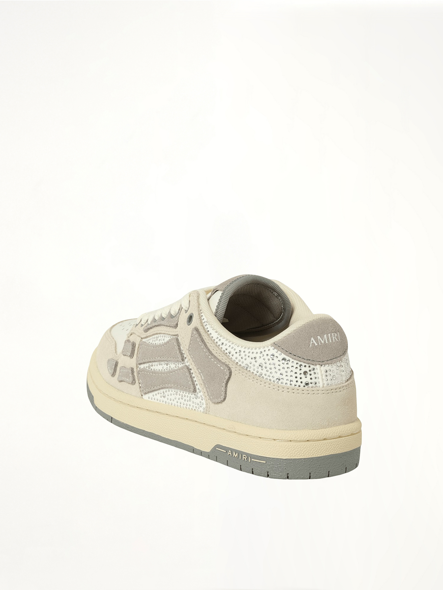 AMIRI Crystal Suede Skeleton Top Low Sneaker (White)