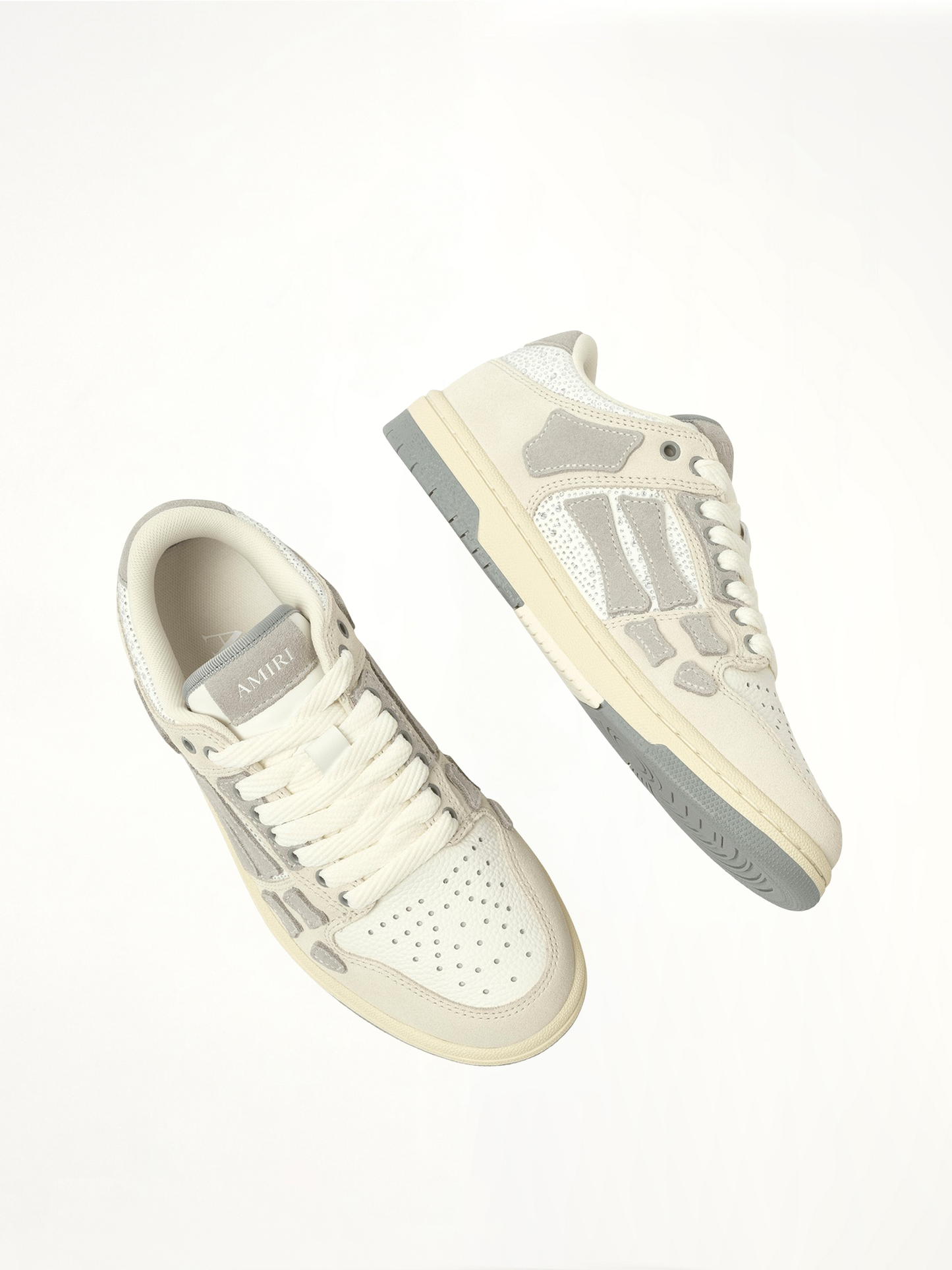 AMIRI Crystal Suede Skeleton Top Low Sneaker (White)