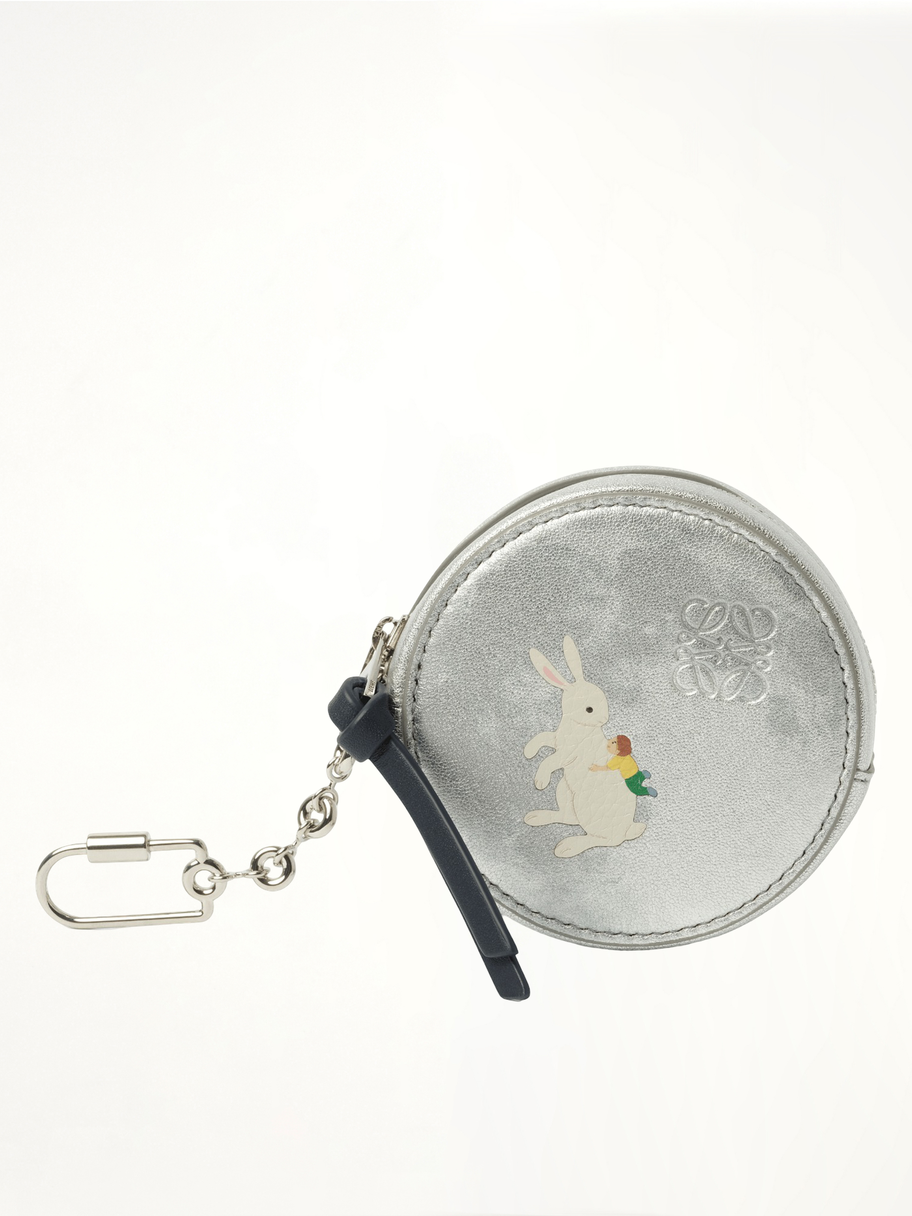 Image of Wallets & Money Clips. Product name - Bunnies Cookie Coincase in Silver colour by brand - LOEWE