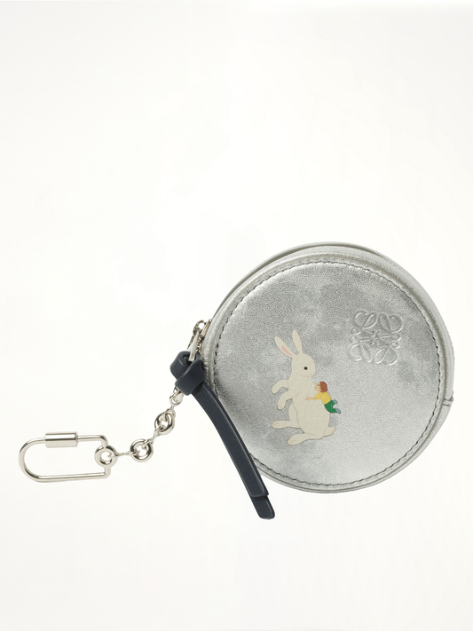 Image of Wallets & Money Clips. Product name - Bunnies Cookie Coincase in Silver colour by brand - LOEWE
