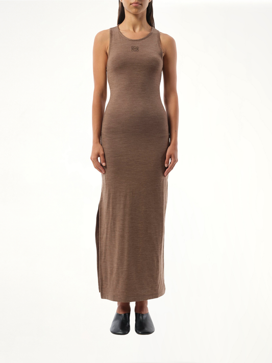 Image of Dresses. Productname: LOEWE Anagram Tank Dress AF in BROWN colour by brand - LOEWE