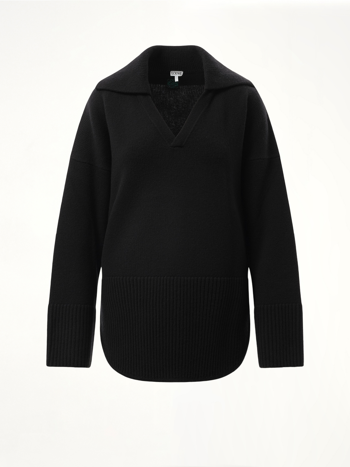 LOEWE V-Neck Polo Sweater (Black)