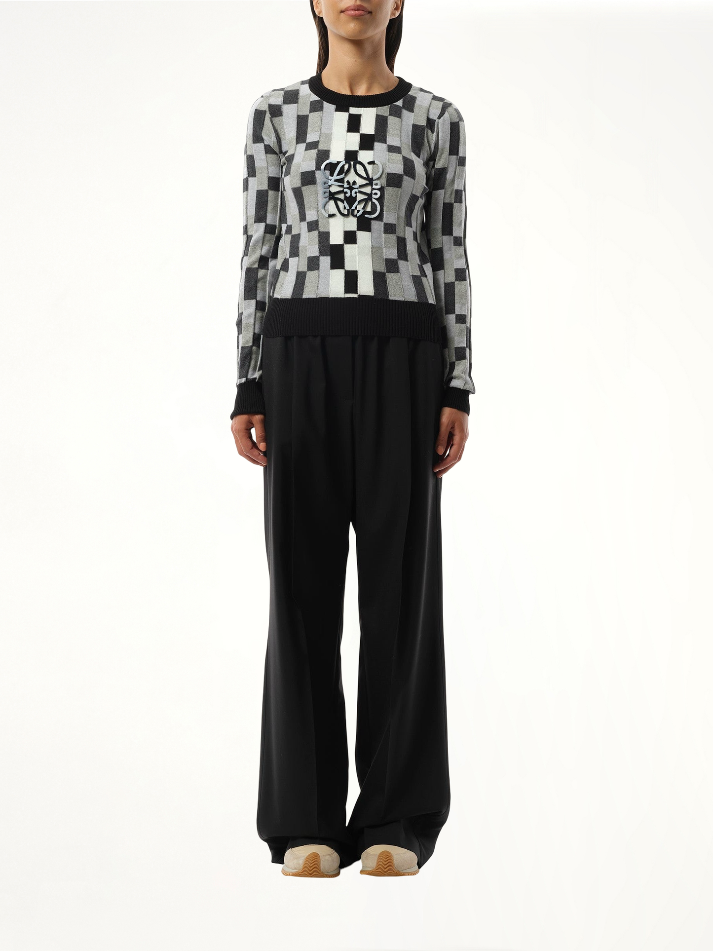 LOEWE Intarsia Anagram Sweater (Grey)
