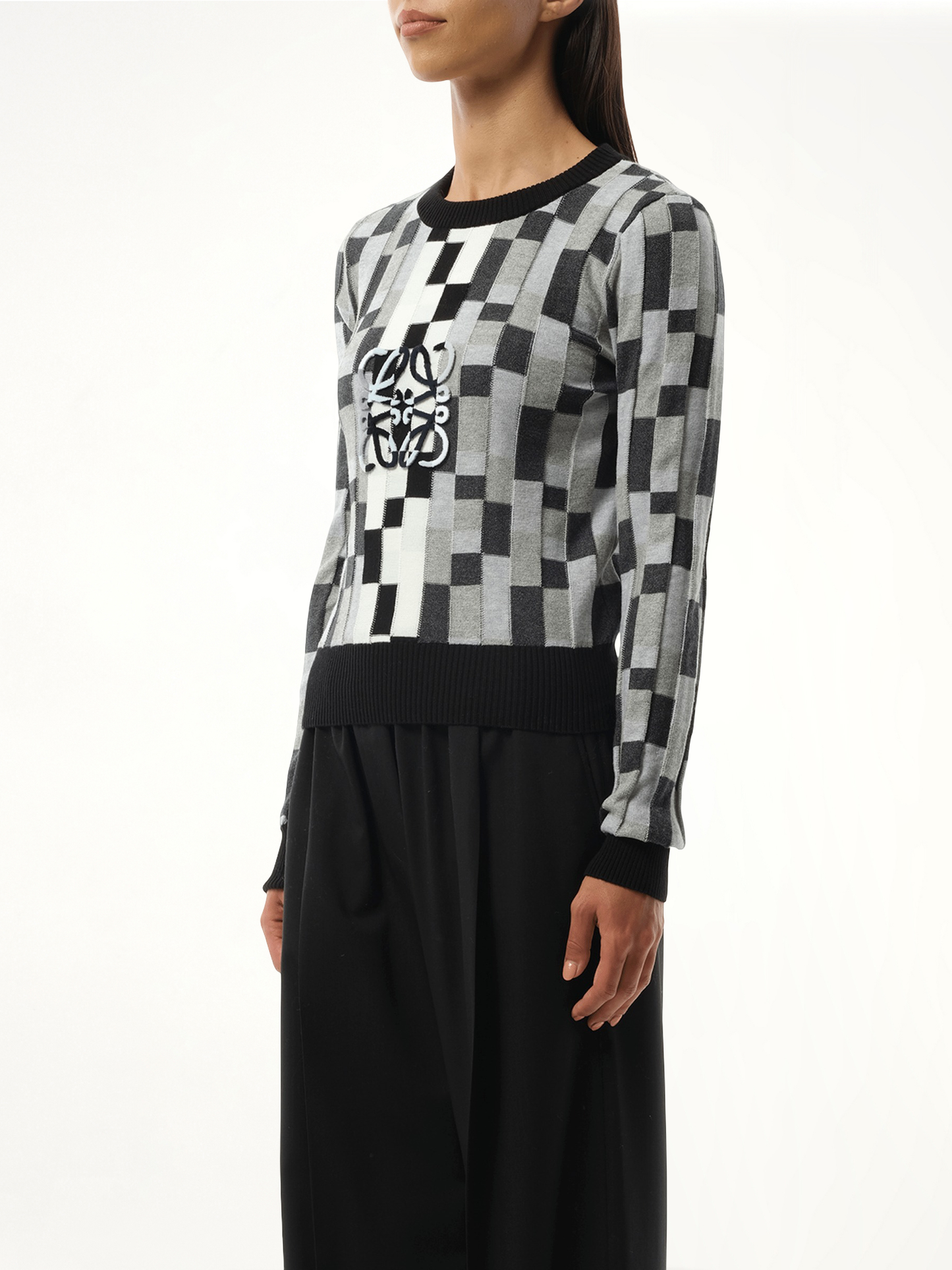 LOEWE Intarsia Anagram Sweater (Grey)