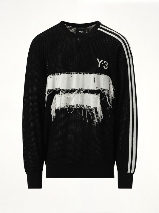 Y-3 Logo Frayed Sweatshirt (Black)