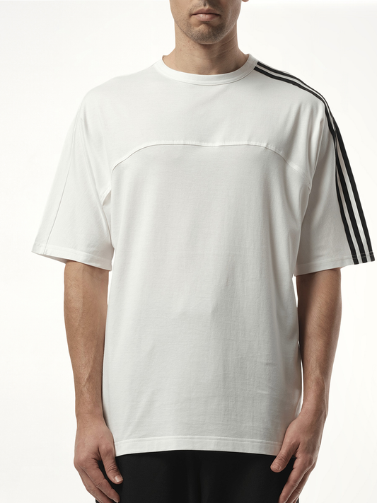 Image of a model wearing Tops. Productname: Y-3 3 Stripe T-Shirt in White colour by brand - Y-3