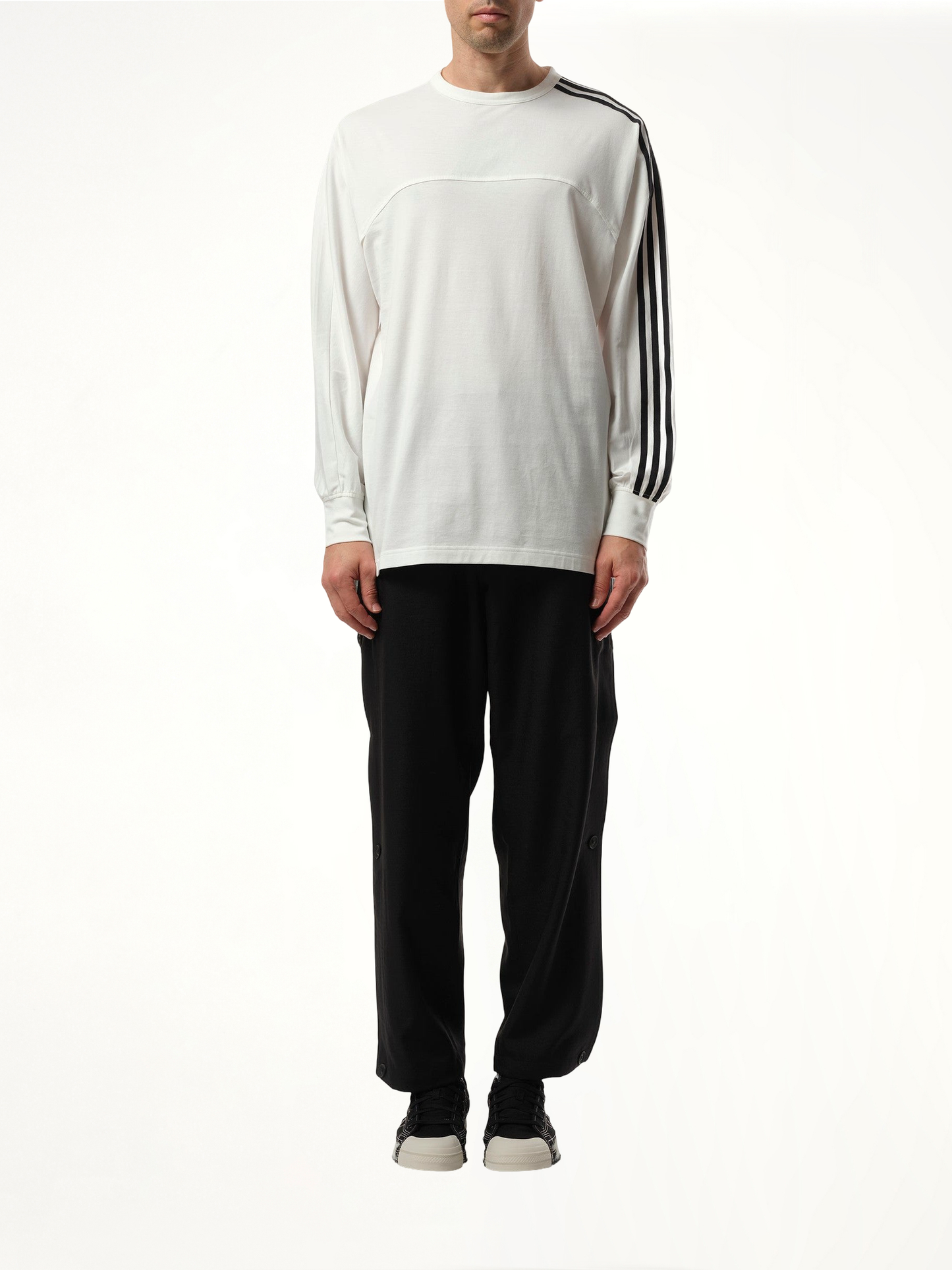 Y-3 3 Stripe Long Sleeve T-Shirt (White)