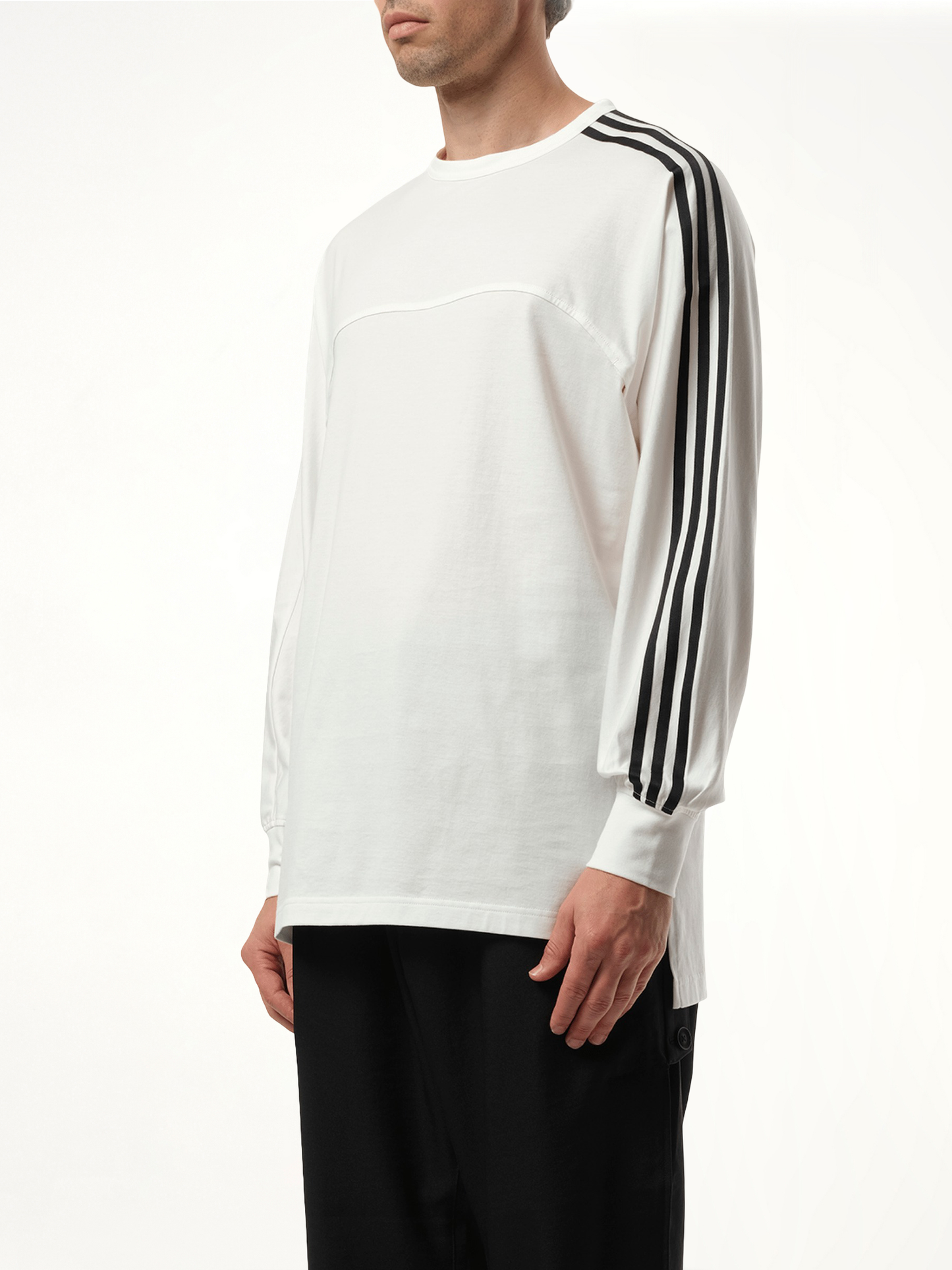 Y-3 3 Stripe Long Sleeve T-Shirt (White)