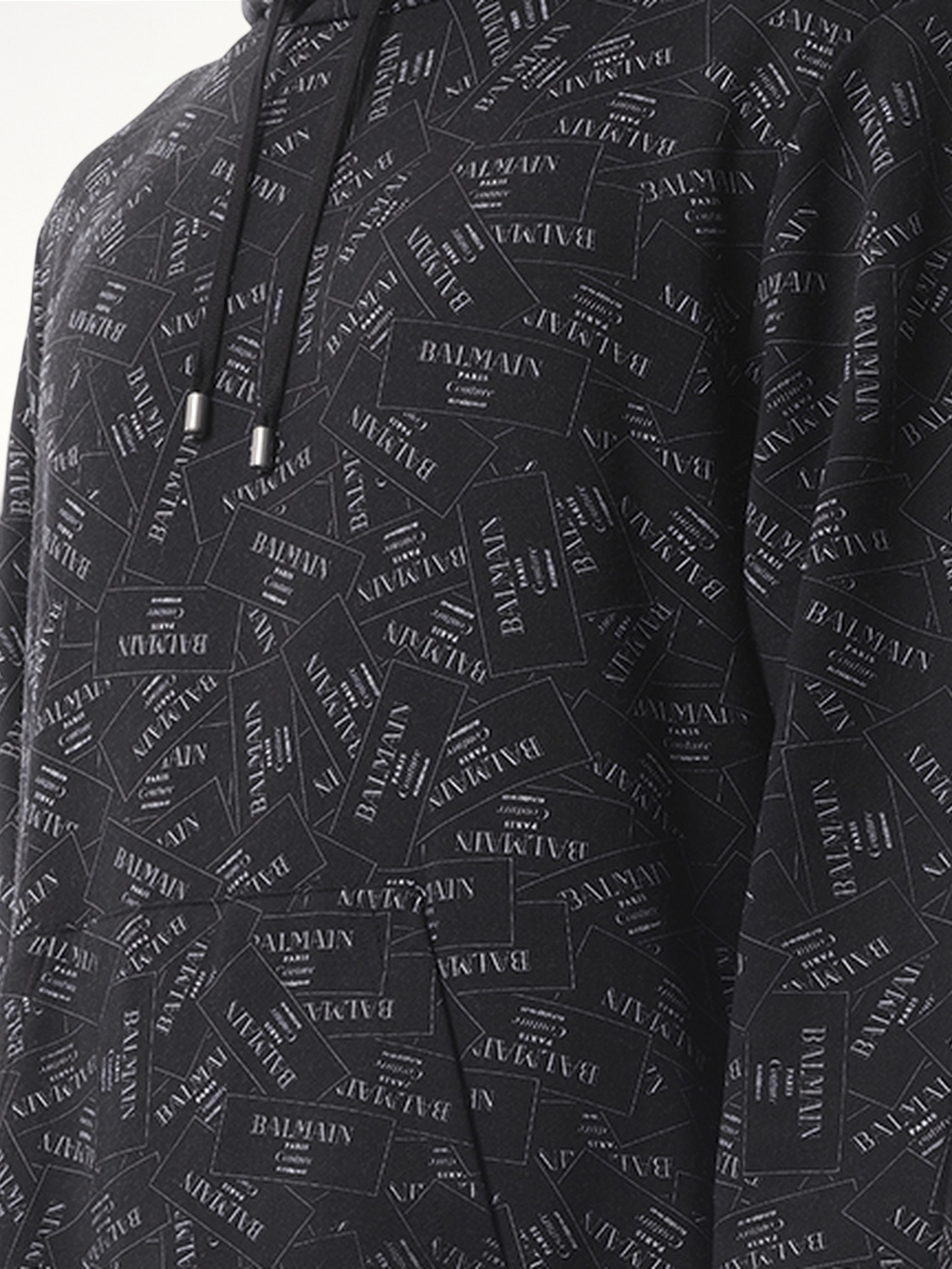 BALMAIN Allover Couture Label Hoodie (Black)