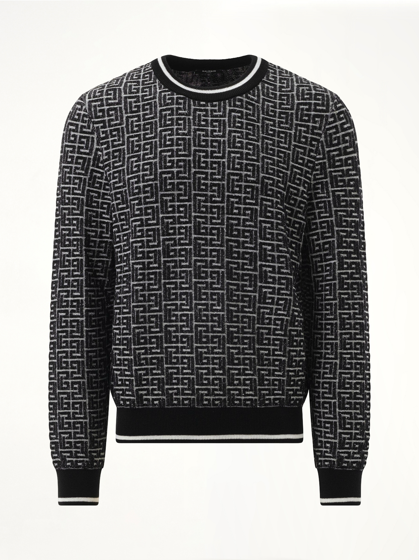 BALMAIN 3D Monogram Vanise Knit Sweater (White)