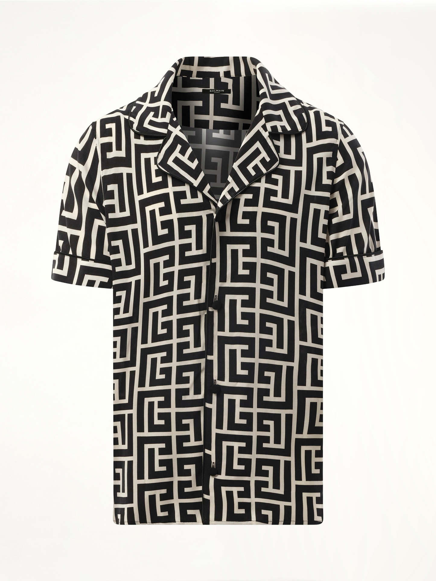 BALMAIN Macro Monogram Pyjama Shirt (Ivory/Black)