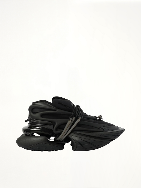 Image of Sneakers. Productname: BALMAIN Unicorn Low Neoprene Sneaker in Black colour by brand - BALMAIN