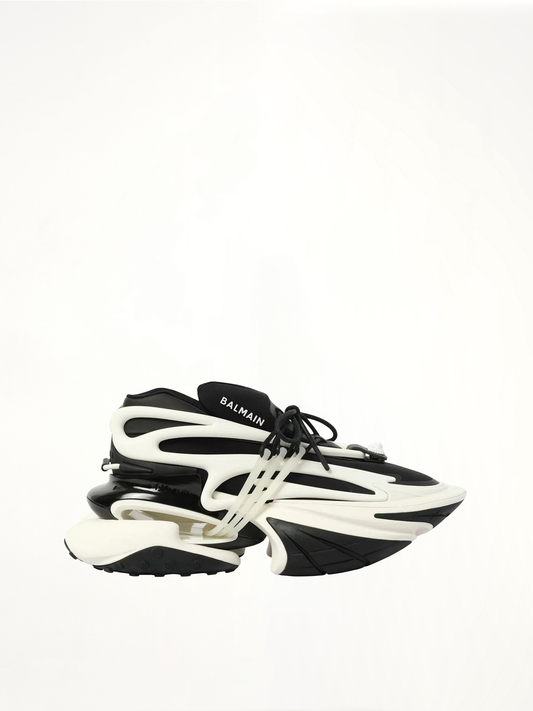 Image of Sneakers. Productname: BALMAIN Unicorn Low Neoprene Sneaker in Black/White colour by brand - BALMAIN