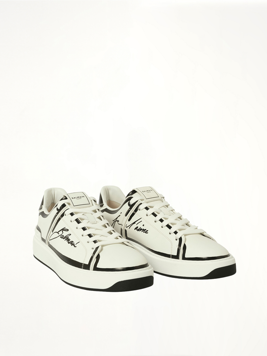 BALMAIN B-Court-Printed Balmain Sneaker (White)