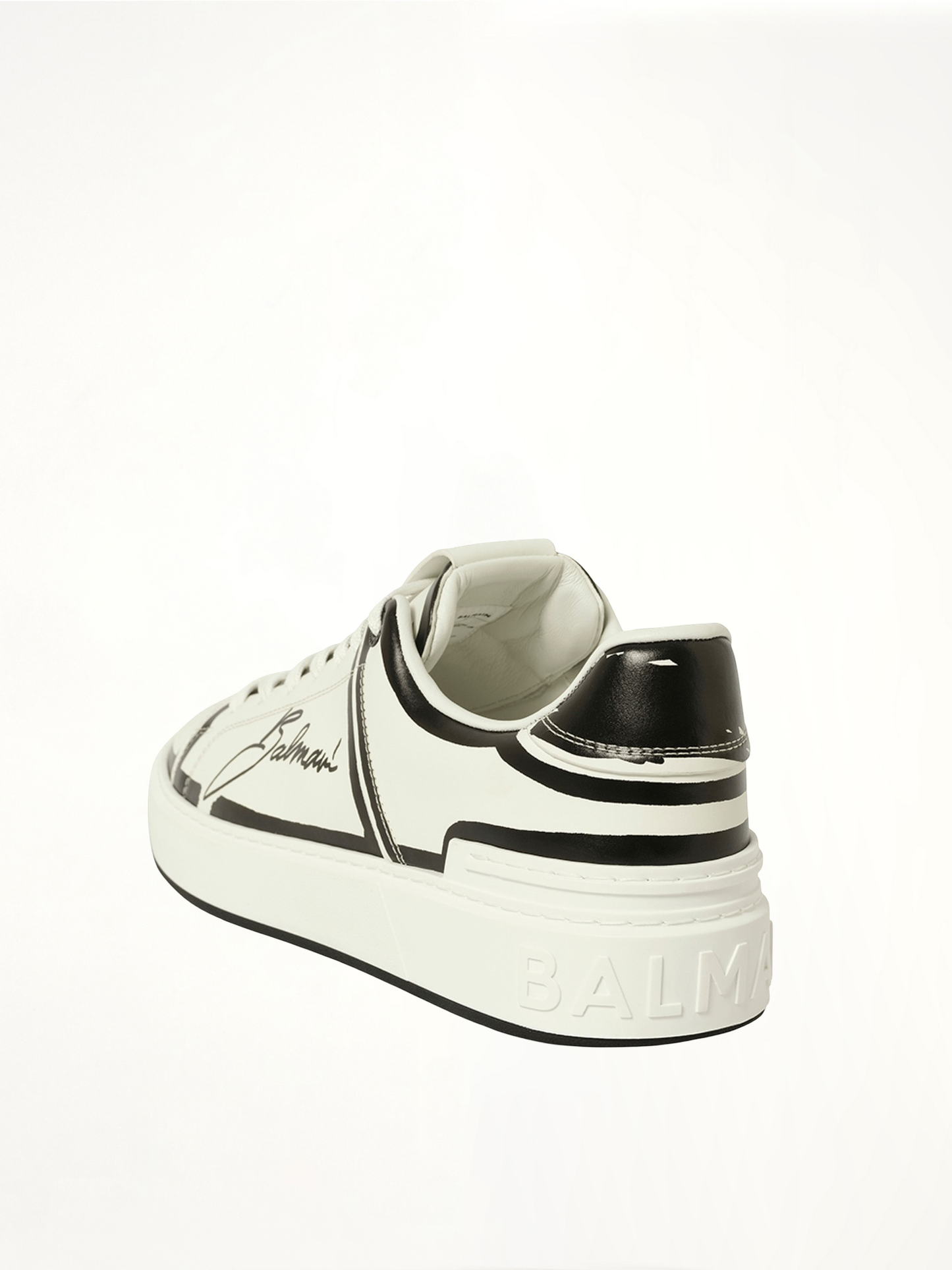 BALMAIN B-Court-Printed Balmain Sneaker (White)