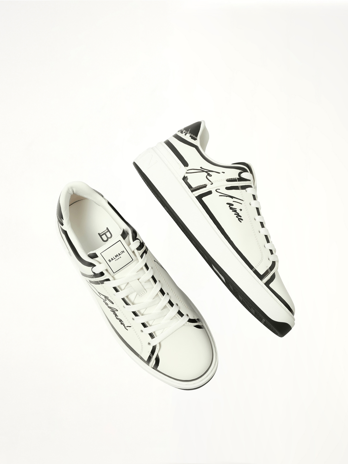 BALMAIN B-Court-Printed Balmain Sneaker (White)