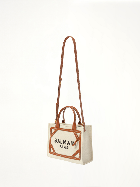 BALMAIN B-Army Small Canvas Shopper Bag (Beige)