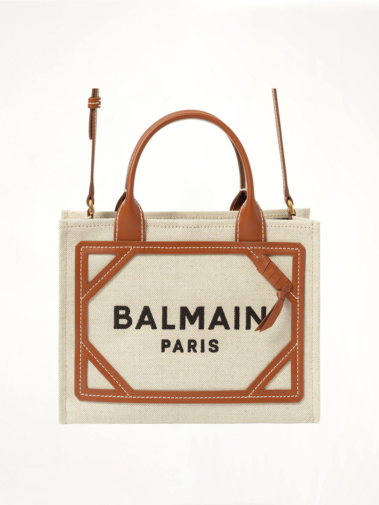 BALMAIN B-Army Small Canvas Shopper Bag (Beige)