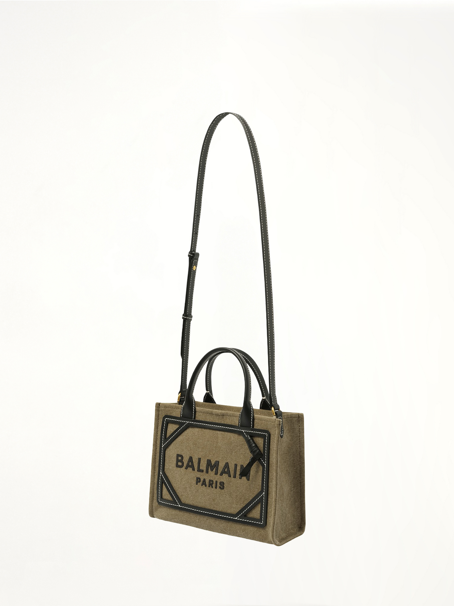 BALMAIN B-Army Small Canvas Shopper Bag (Green)