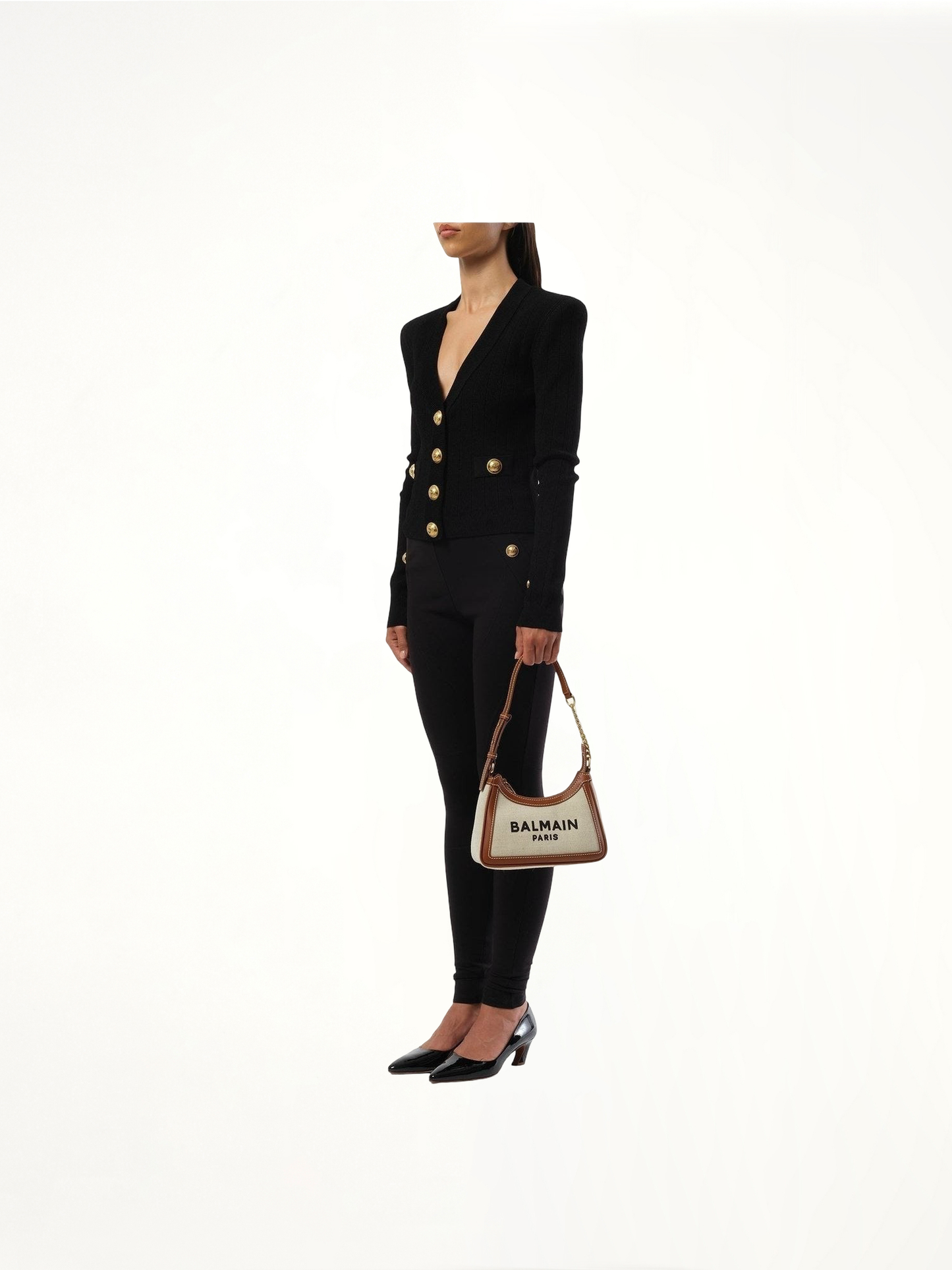 BALMAIN B-Army Shoulder Canvas Bag (Beige)