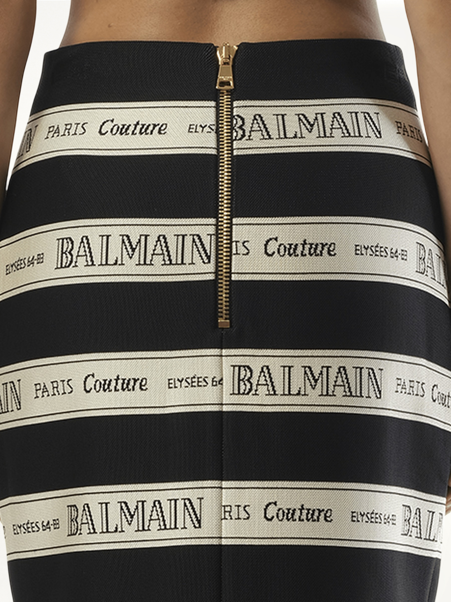 BALMAIN Striped Balmain Jacquard Short Skirt (Black)