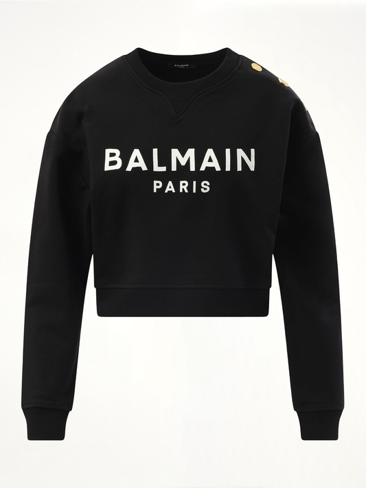 3 Button Balmain Printed Sweatshirt (Black)