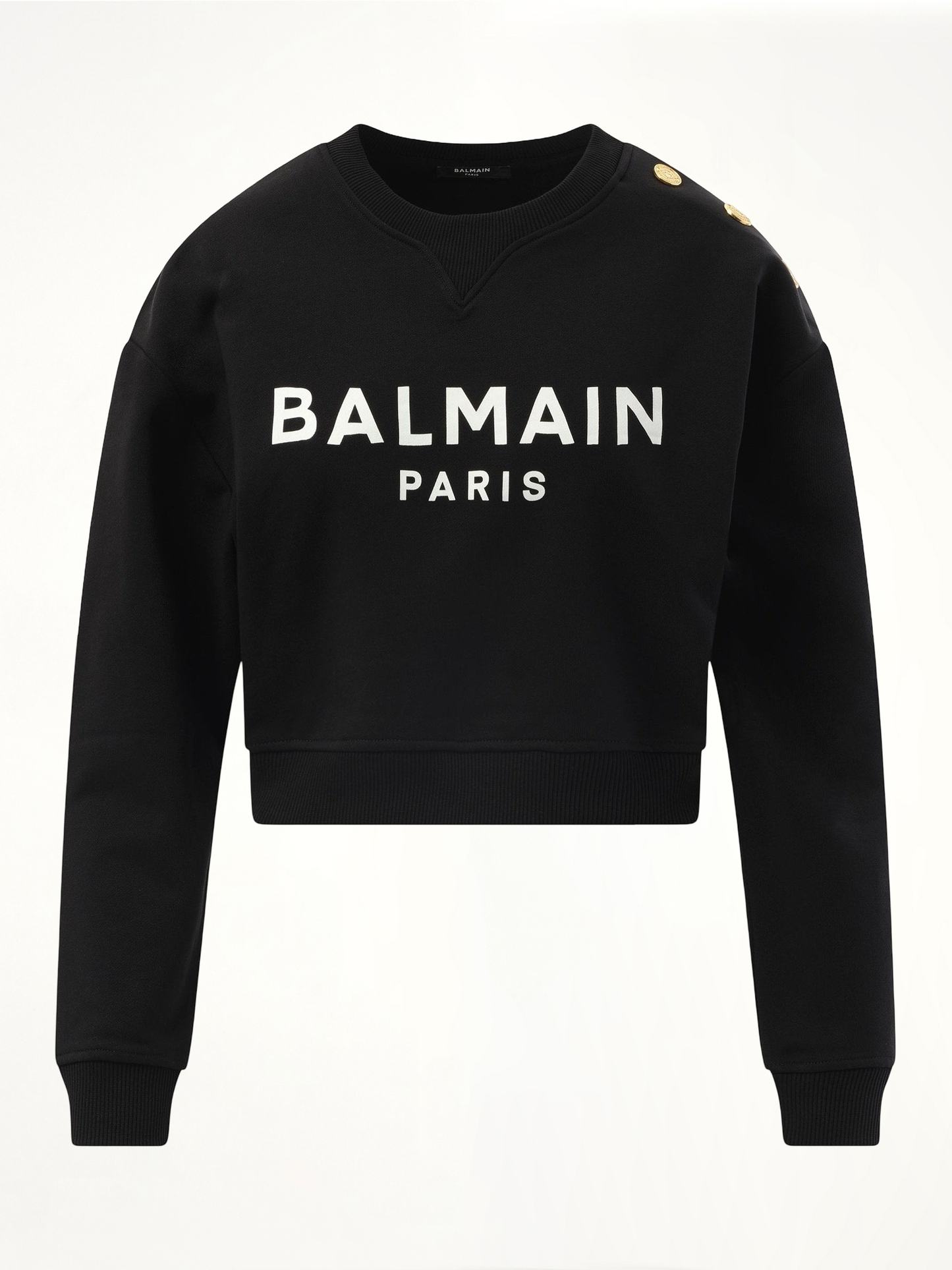BALMAIN 3 Button Balmain Printed Sweatshirt (Black/White)
