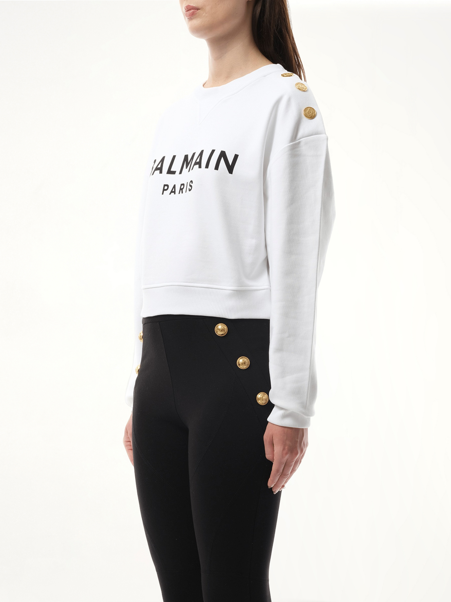 3 Button Balmain Printed Sweatshirt (White)