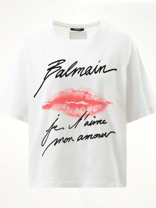 Balmain Kiss Print T-Shirt (White)