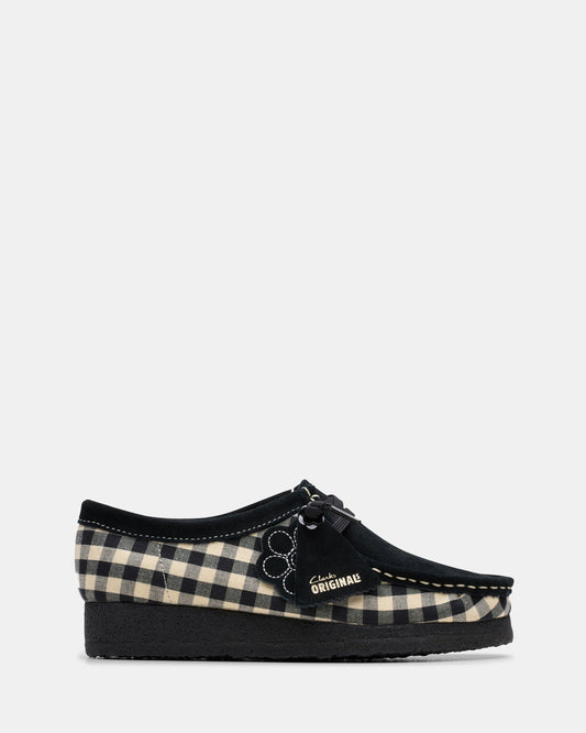 Image of Footwear. Productname: Wallabee. (w) Black/White Gingham in Black, White Gingham colour by brand - Clarks Originals