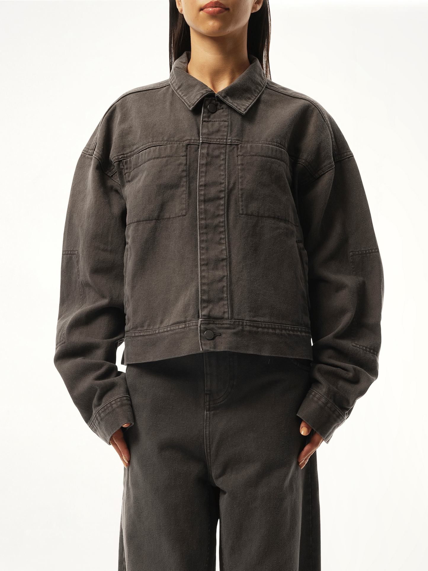 Image of Coats & Jackets. Productname: ENTIRE STUDIOS Gem Denim Jacket in GREY colour by brand - ENTIRE STUDIOS